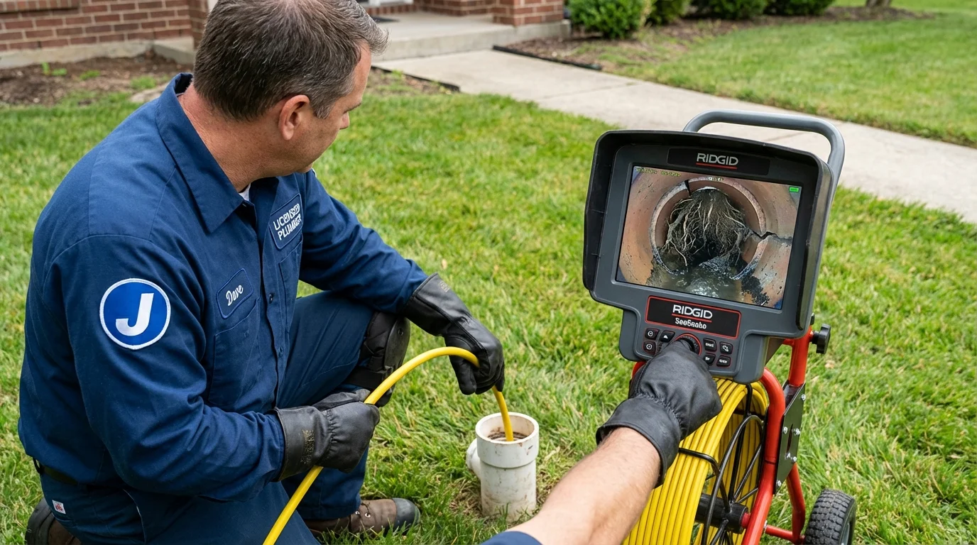 Sewer camera inspection being performed by Johns Plumbing LLC in Roland